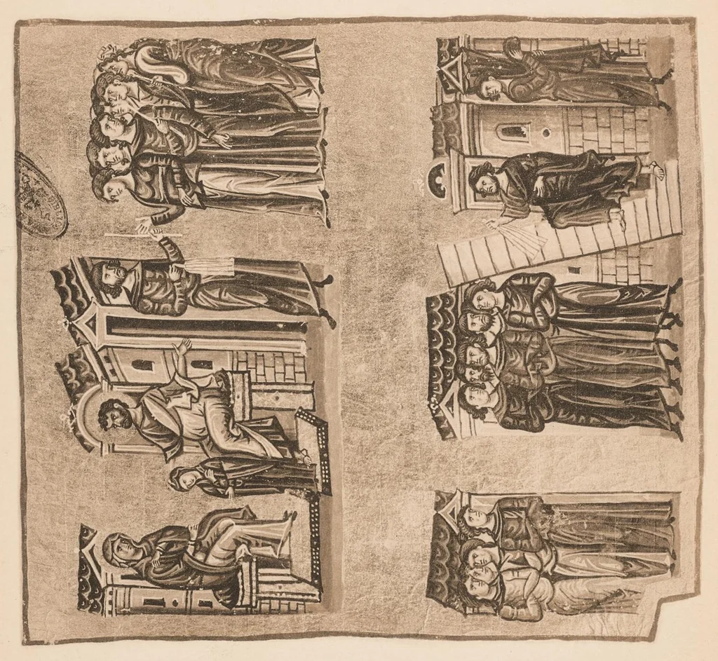 An illustration from Miniature delle omilie di Giacomo monaco (Cod. vatic. gr. 1162) e dell'Evangeliario greco urbinate (Cod. vatic. urbin. gr. 2), 1910, leaf 76