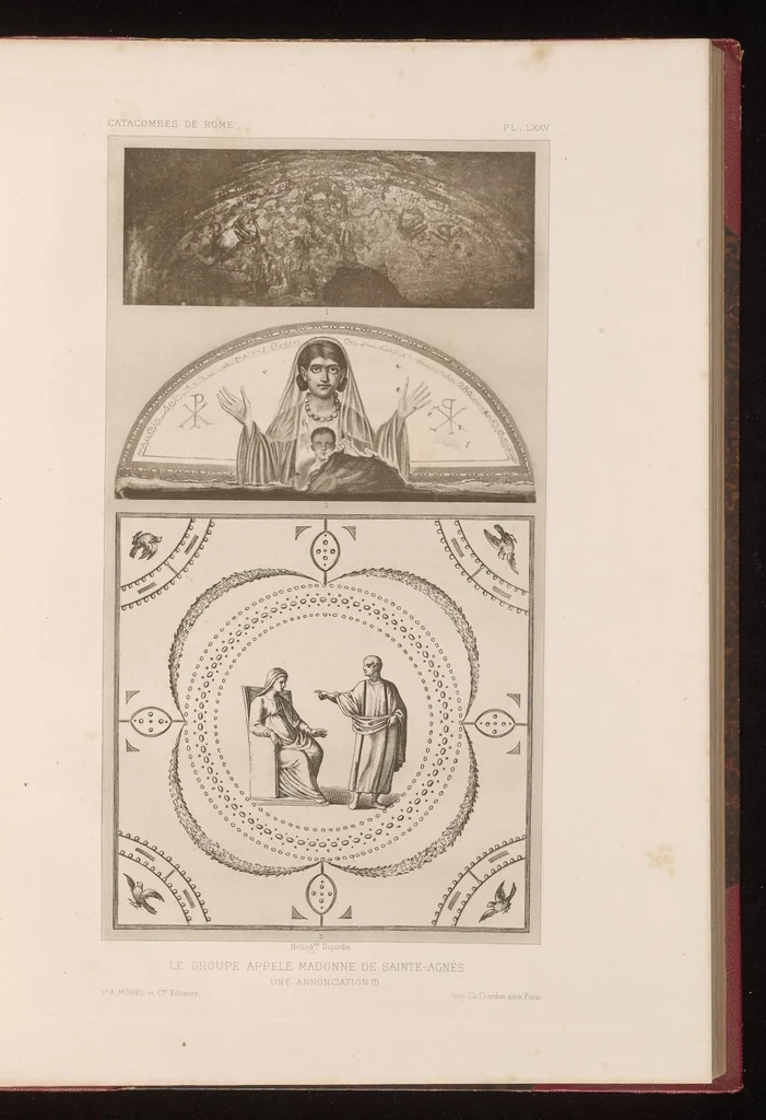 An illustration from Les catacombes de Rome; histoire de l'art et des croyances religieuses pendant les premiers siècles du christianisme, 1881, leaf 262