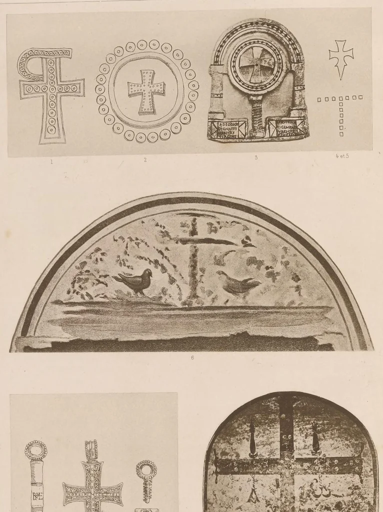 An illustration from Les catacombes de Rome; histoire de l'art et des croyances religieuses pendant les premiers siècles du christianisme, 1881, leaf 389