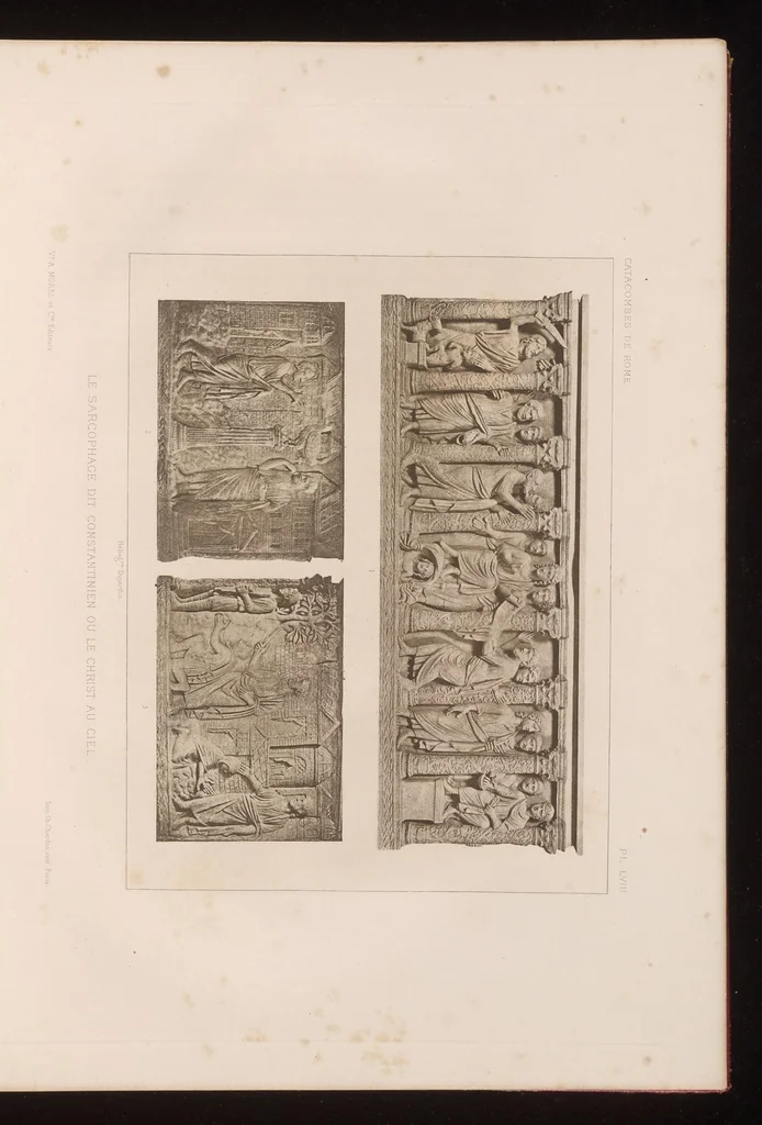 An illustration from Les catacombes de Rome; histoire de l'art et des croyances religieuses pendant les premiers siècles du christianisme, 1881, leaf 74