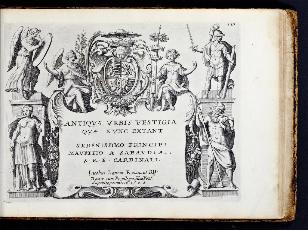An illustration from Antiqvae vrbis splendor : hoc est præcipva eivsdem templa, amphitheatra, theatra, circi, navmachiæ, arcvs trivmphales, mavsolea aliaqve svmptvosiora ædificia, pompæ item trivmphalis et colossæarvm imaginvm descriptio, 1630, leaf 266