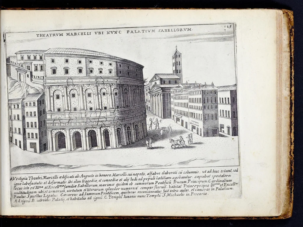 An illustration from Antiqvae vrbis splendor : hoc est præcipva eivsdem templa, amphitheatra, theatra, circi, navmachiæ, arcvs trivmphales, mavsolea aliaqve svmptvosiora ædificia, pompæ item trivmphalis et colossæarvm imaginvm descriptio, 1630, leaf 270