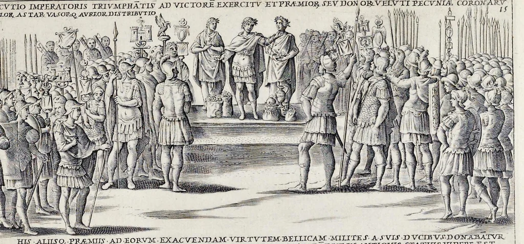 An illustration from Antiqvae vrbis splendor : hoc est præcipva eivsdem templa, amphitheatra, theatra, circi, navmachiæ, arcvs trivmphales, mavsolea aliaqve svmptvosiora ædificia, pompæ item trivmphalis et colossæarvm imaginvm descriptio, 1630, leaf 36