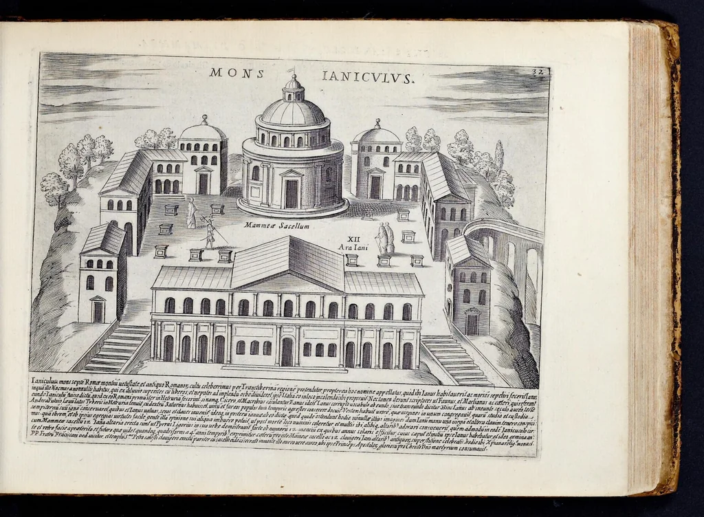 An illustration from Antiqvae vrbis splendor : hoc est præcipva eivsdem templa, amphitheatra, theatra, circi, navmachiæ, arcvs trivmphales, mavsolea aliaqve svmptvosiora ædificia, pompæ item trivmphalis et colossæarvm imaginvm descriptio, 1630, leaf 70