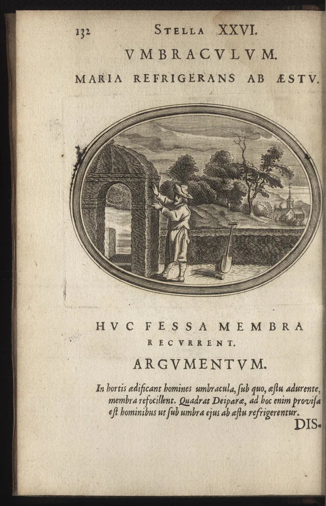 An illustration from Firmamentum symbolicum: in quo Deiparae elogia, quibus, velut firmamentum stellis, est exornata, symbolice depinguntur; opus ..., 1652, leaf 127