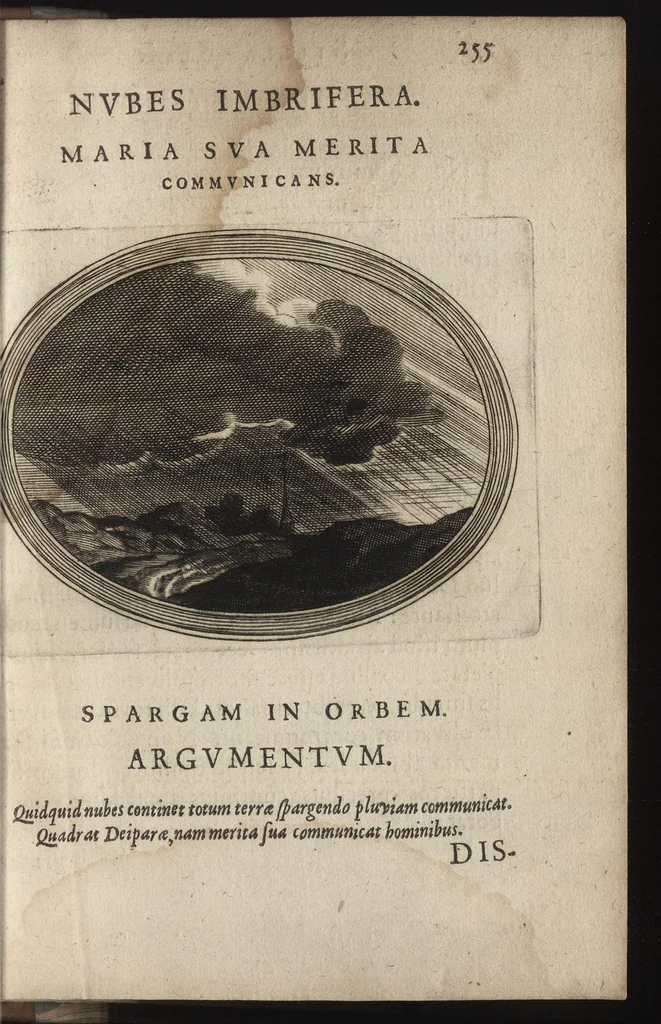 An illustration from Firmamentum symbolicum: in quo Deiparae elogia, quibus, velut firmamentum stellis, est exornata, symbolice depinguntur; opus ..., 1652, leaf 250