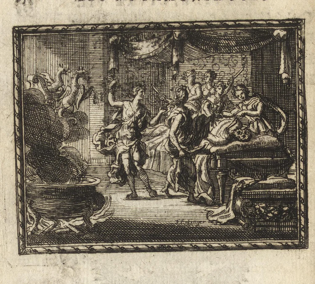 An illustration from Les Metamorphoses d'Ovide : mises en vers françois, 1697, leaf 149