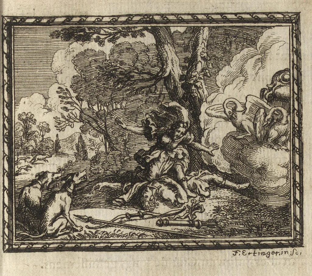 An illustration from Les Metamorphoses d'Ovide : mises en vers françois, 1697, leaf 488