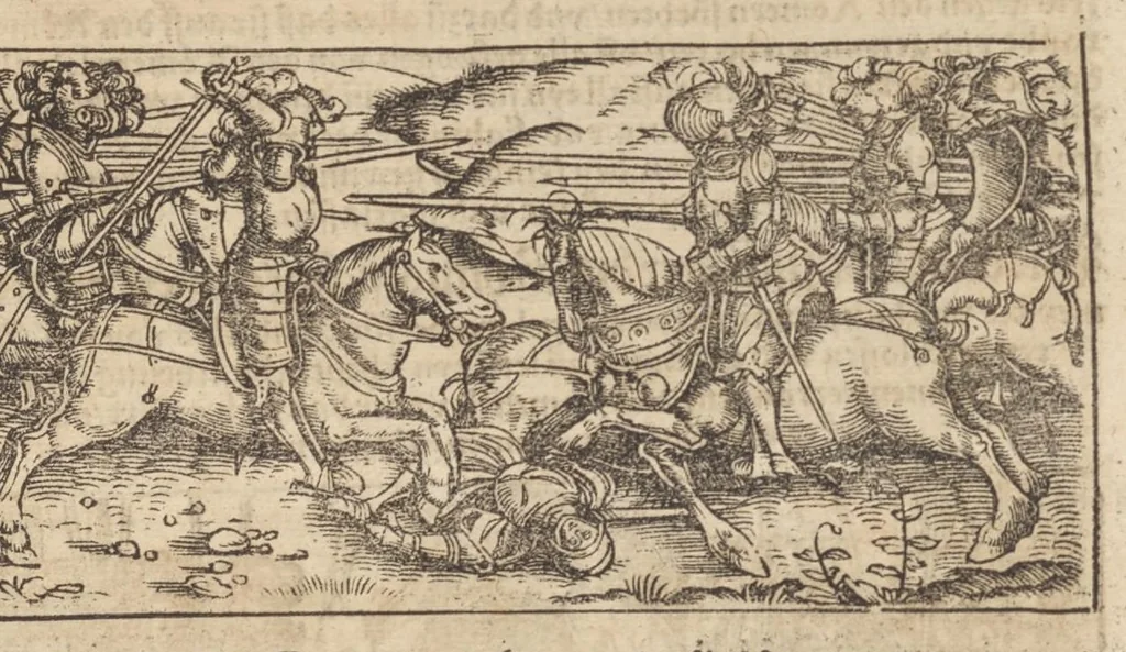 An illustration from Römische Historien : jetzundt mit gantzem fleiss besichtigt gebessert uñ gemert ..., 1538, leaf 190
