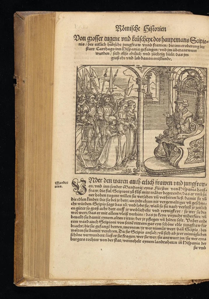 An illustration from Römische Historien : jetzundt mit gantzem fleiss besichtigt gebessert uñ gemert ..., 1538, leaf 341