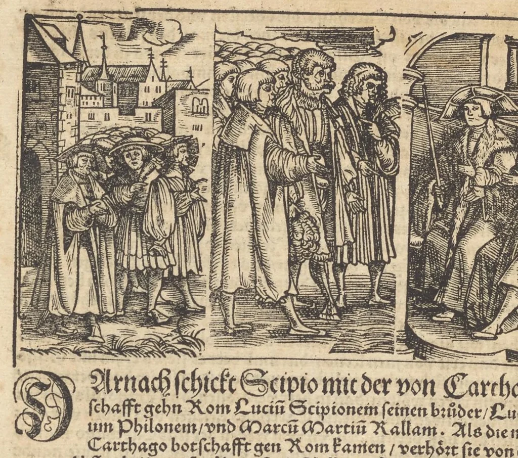 An illustration from Römische Historien : jetzundt mit gantzem fleiss besichtigt gebessert uñ gemert ..., 1538, leaf 415