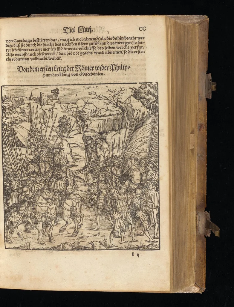 An illustration from Römische Historien : jetzundt mit gantzem fleiss besichtigt gebessert uñ gemert ..., 1538, leaf 424