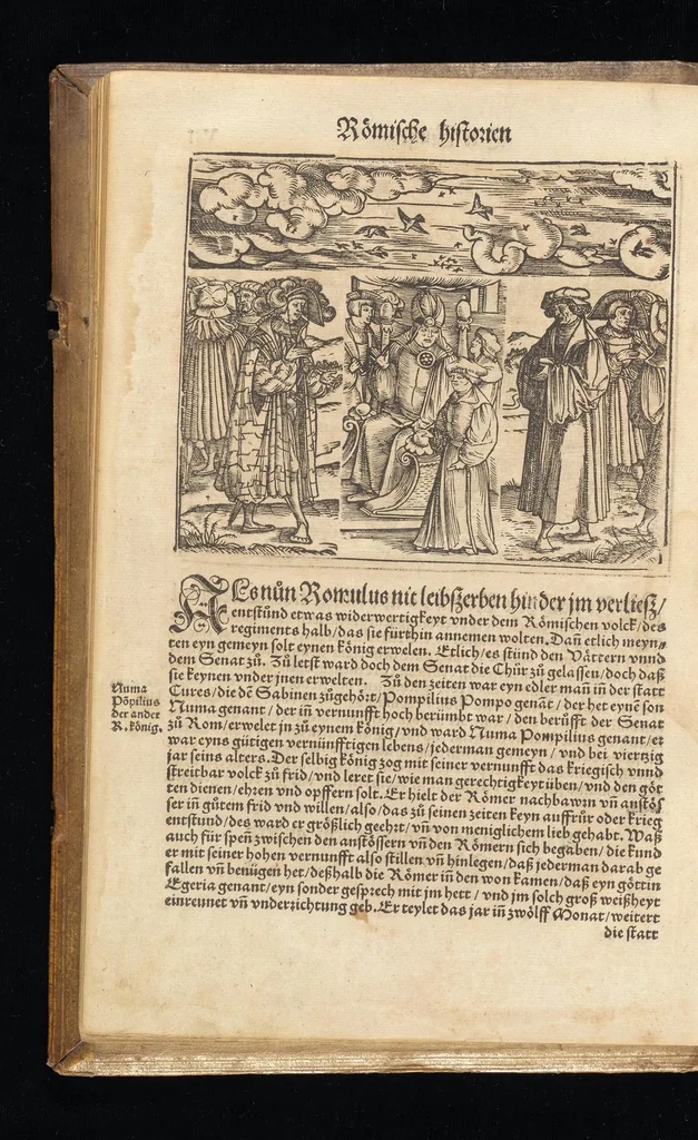 An illustration from Römische Historien : jetzundt mit gantzem fleiss besichtigt gebessert uñ gemert ..., 1538, leaf 43