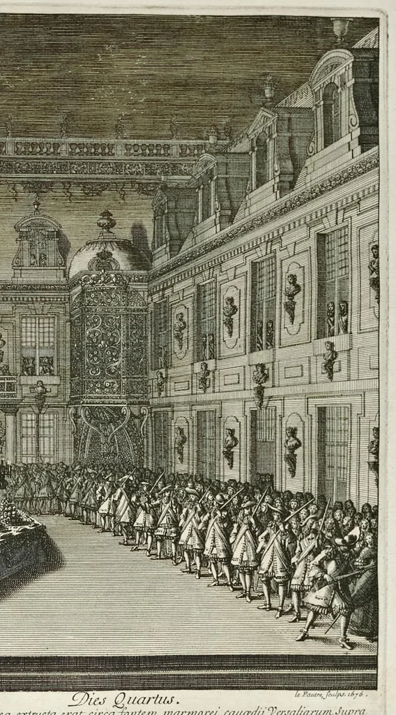 An illustration from Les divertissemens de Versailles donnez par le roy a toute sa cour au retour de la conqueste de la Franche-Comté en l'année M.DC.LXXIV, 1676, leaf 36