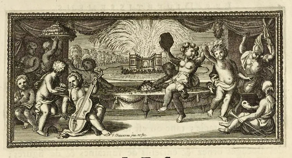An illustration from Les divertissemens de Versailles donnez par le roy a toute sa cour au retour de la conqueste de la Franche-Comté en l'année M.DC.LXXIV, 1676, leaf 6