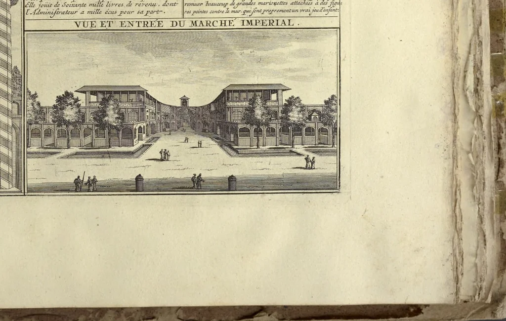 An illustration from Atlas historique, ou, Nouvelle introduction a l'histoire, à la chronologie & à la géographie ancienne & moderne : représentée dans de nouvelles cartes, où l'on remarque l'établissement des etats & empires du monde, leur durée, leur chûte, & leurs differens gouvernemens : la chronologie des consuls romains, des Papes, de empereurs, des rois & des princes, &c. qui ont été depuis le commencement du monde, jusqu'à présent : et la génealogie des maisons souveraines de l'Europe., 1720, leaf 202