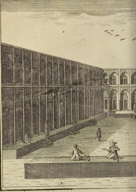 An illustration from Atlas historique, ou, Nouvelle introduction a l'histoire, à la chronologie & à la géographie ancienne & moderne : représentée dans de nouvelles cartes, où l'on remarque l'établissement des etats & empires du monde, leur durée, leur chûte, & leurs differens gouvernemens : la chronologie des consuls romains, des Papes, de empereurs, des rois & des princes, &c. qui ont été depuis le commencement du monde, jusqu'à présent : et la génealogie des maisons souveraines de l'Europe., 1720, leaf 209