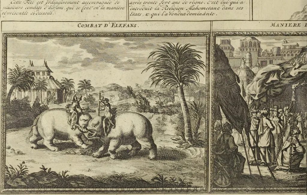 An illustration from Atlas historique, ou, Nouvelle introduction a l'histoire, à la chronologie & à la géographie ancienne & moderne : représentée dans de nouvelles cartes, où l'on remarque l'établissement des etats & empires du monde, leur durée, leur chûte, & leurs differens gouvernemens : la chronologie des consuls romains, des Papes, de empereurs, des rois & des princes, &c. qui ont été depuis le commencement du monde, jusqu'à présent : et la génealogie des maisons souveraines de l'Europe., 1720, leaf 235