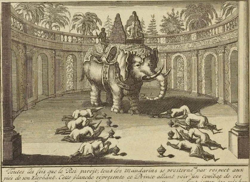 An illustration from Atlas historique, ou, Nouvelle introduction a l'histoire, à la chronologie & à la géographie ancienne & moderne : représentée dans de nouvelles cartes, où l'on remarque l'établissement des etats & empires du monde, leur durée, leur chûte, & leurs differens gouvernemens : la chronologie des consuls romains, des Papes, de empereurs, des rois & des princes, &c. qui ont été depuis le commencement du monde, jusqu'à présent : et la génealogie des maisons souveraines de l'Europe., 1720, leaf 385