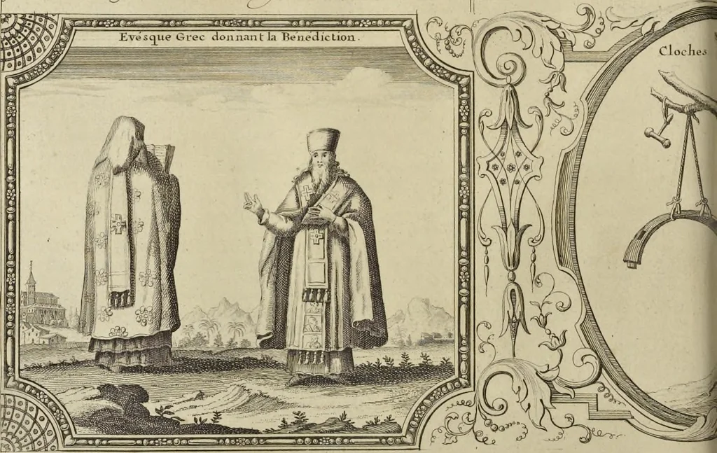 An illustration from Atlas historique, ou, Nouvelle introduction a l'histoire, à la chronologie & à la géographie ancienne & moderne : représentée dans de nouvelles cartes, où l'on remarque l'établissement des etats & empires du monde, leur durée, leur chûte, & leurs differens gouvernemens : la chronologie des consuls romains, des Papes, de empereurs, des rois & des princes, &c. qui ont été depuis le commencement du monde, jusqu'à présent : et la génealogie des maisons souveraines de l'Europe., 1720, leaf 85