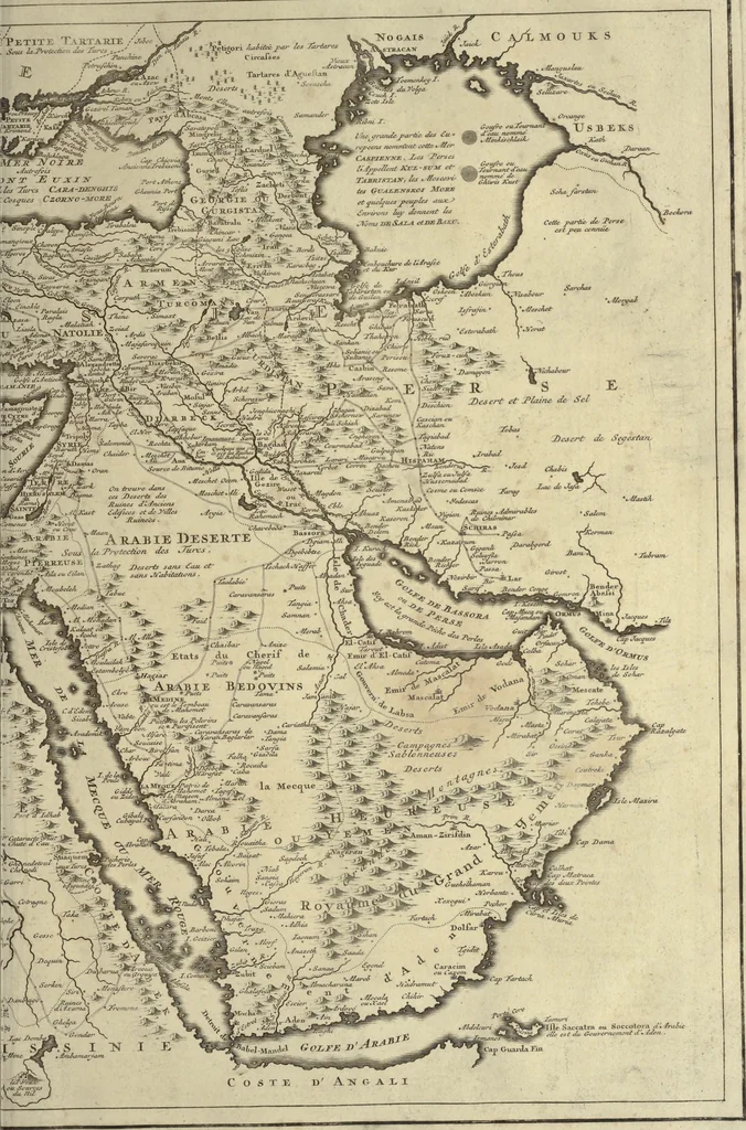 An illustration from Atlas historique, ou, Nouvelle introduction a l'histoire, à la chronologie & à la géographie ancienne & moderne : représentée dans de nouvelles cartes, où l'on remarque l'établissement des etats & empires du monde, leur durée, leur chûte, & leurs differens gouvernemens : la chronologie des consuls romains, des Papes, de empereurs, des rois & des princes, &c. qui ont été depuis le commencement du monde, jusqu'à présent : et la génealogie des maisons souveraines de l'Europe., 1720, leaf 90