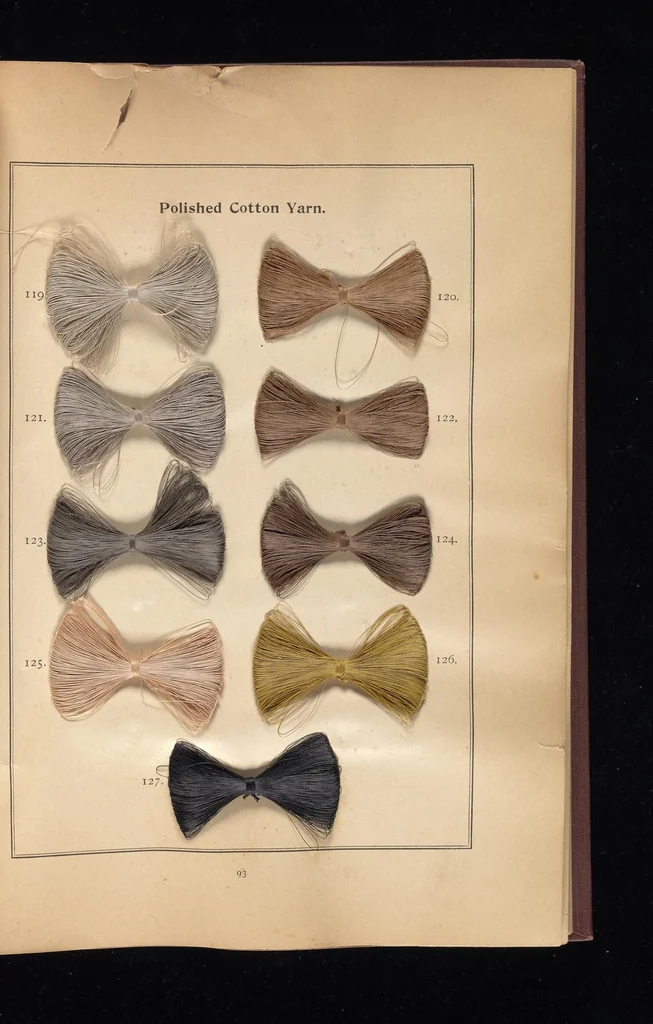 An illustration from The Katigen colours of the Farbenfabriken vorm. Friedr. Bayer & Co., Elberfeld : and their application in the various branches of the textile industries, 1902, leaf 104