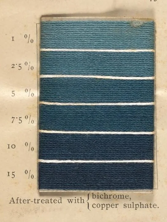 An illustration from The Katigen colours of the Farbenfabriken vorm. Friedr. Bayer & Co., Elberfeld : and their application in the various branches of the textile industries, 1902, leaf 25