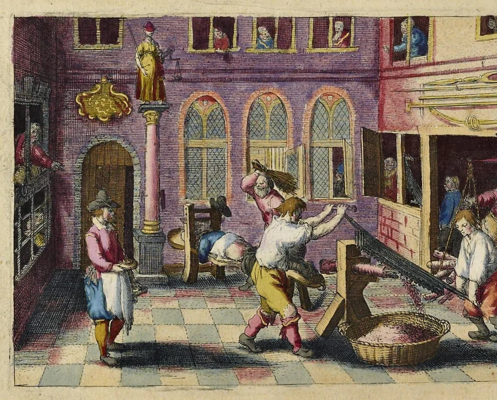 An illustration from Rerum et urbis Amstelodamensium historia. : In qua Hollandiæ primum atque inde Amstelandiæ, oppidiq[ue], natales ... additis suo loco tabulis æri incisis, ad hæc usque tempora, observata annorum serie accuratè omnia deducuntur., 1611, leaf 117