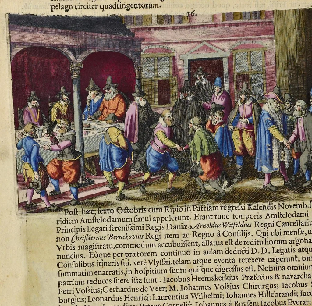 An illustration from Rerum et urbis Amstelodamensium historia. : In qua Hollandiæ primum atque inde Amstelandiæ, oppidiq[ue], natales ... additis suo loco tabulis æri incisis, ad hæc usque tempora, observata annorum serie accuratè omnia deducuntur., 1611, leaf 165