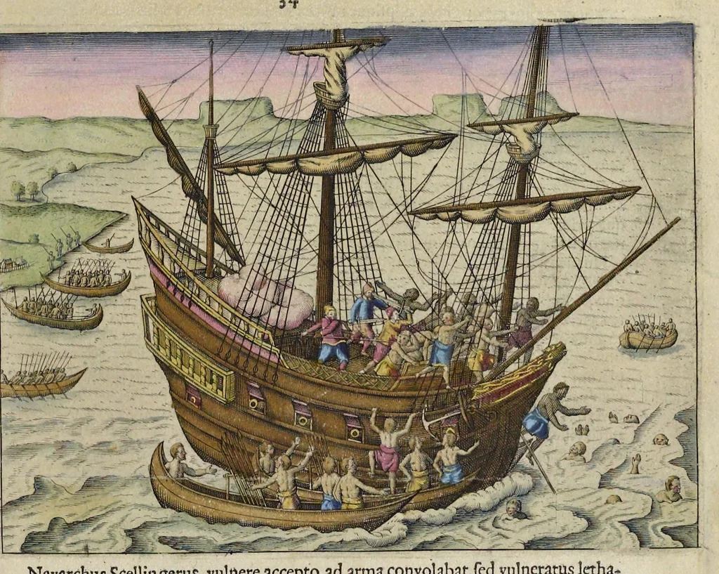 An illustration from Rerum et urbis Amstelodamensium historia. : In qua Hollandiæ primum atque inde Amstelandiæ, oppidiq[ue], natales ... additis suo loco tabulis æri incisis, ad hæc usque tempora, observata annorum serie accuratè omnia deducuntur., 1611, leaf 208