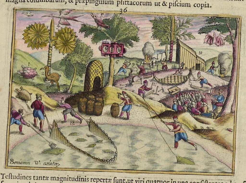 An illustration from Rerum et urbis Amstelodamensium historia. : In qua Hollandiæ primum atque inde Amstelandiæ, oppidiq[ue], natales ... additis suo loco tabulis æri incisis, ad hæc usque tempora, observata annorum serie accuratè omnia deducuntur., 1611, leaf 216