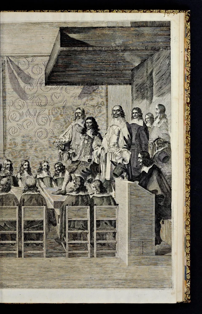 An illustration from Relation en forme de journal, du voyage et sejour, que ... Charles II, roy de la Grand' Bretagne, &c. a fait en Hollande, depuis le 25. may, jusques au 2 juin 1660, 1660, leaf 120