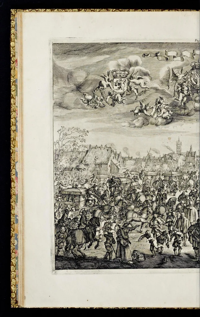 An illustration from Relation en forme de journal, du voyage et sejour, que ... Charles II, roy de la Grand' Bretagne, &c. a fait en Hollande, depuis le 25. may, jusques au 2 juin 1660, 1660, leaf 43