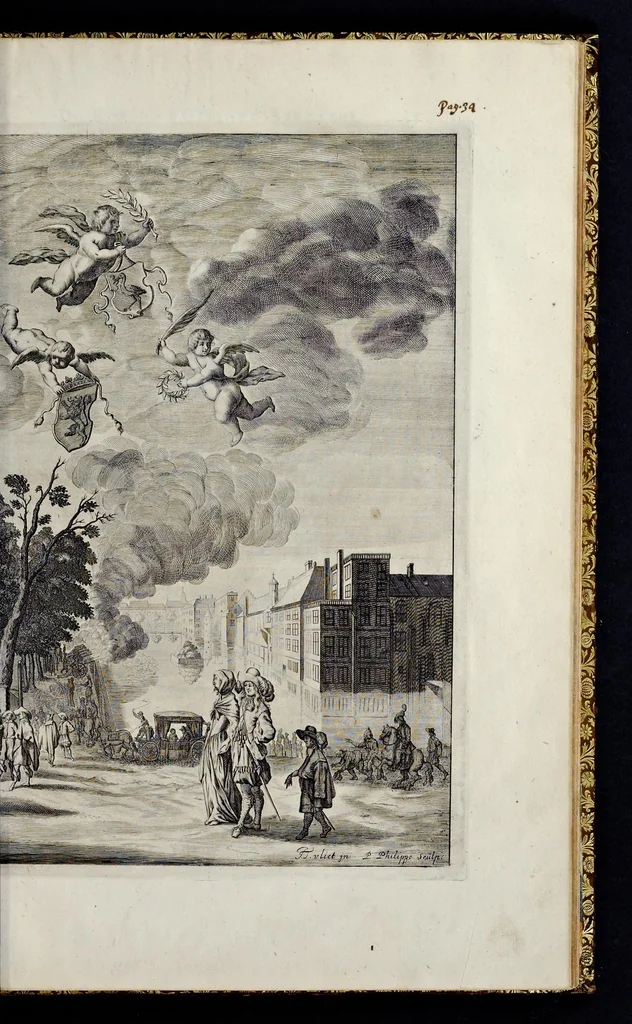An illustration from Relation en forme de journal, du voyage et sejour, que ... Charles II, roy de la Grand' Bretagne, &c. a fait en Hollande, depuis le 25. may, jusques au 2 juin 1660, 1660, leaf 52