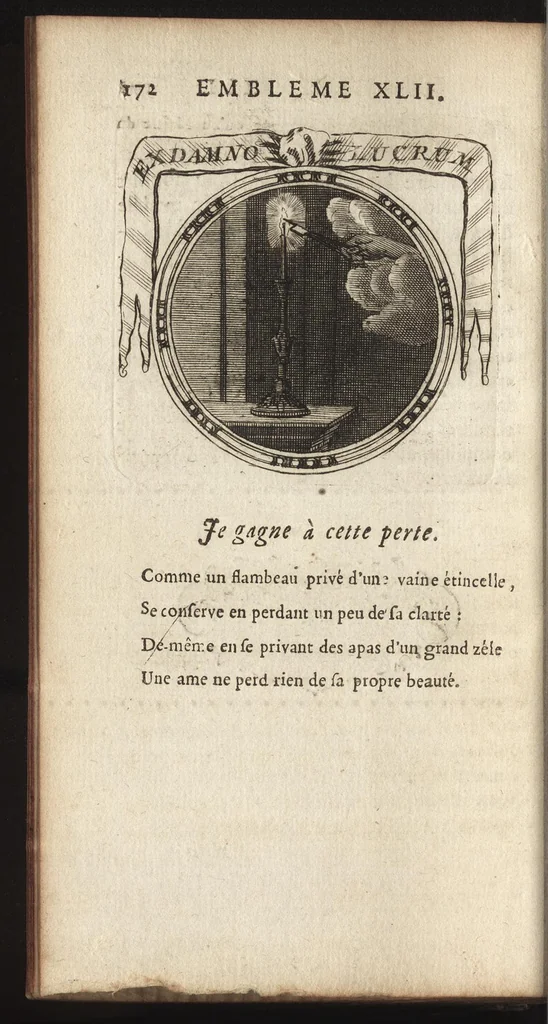 An illustration from Emblemes, ou, Devises chrétiennes : ouvrage mêlé de prose & de vers, et enrichi de figures, dedié au roy, 1717, leaf 181