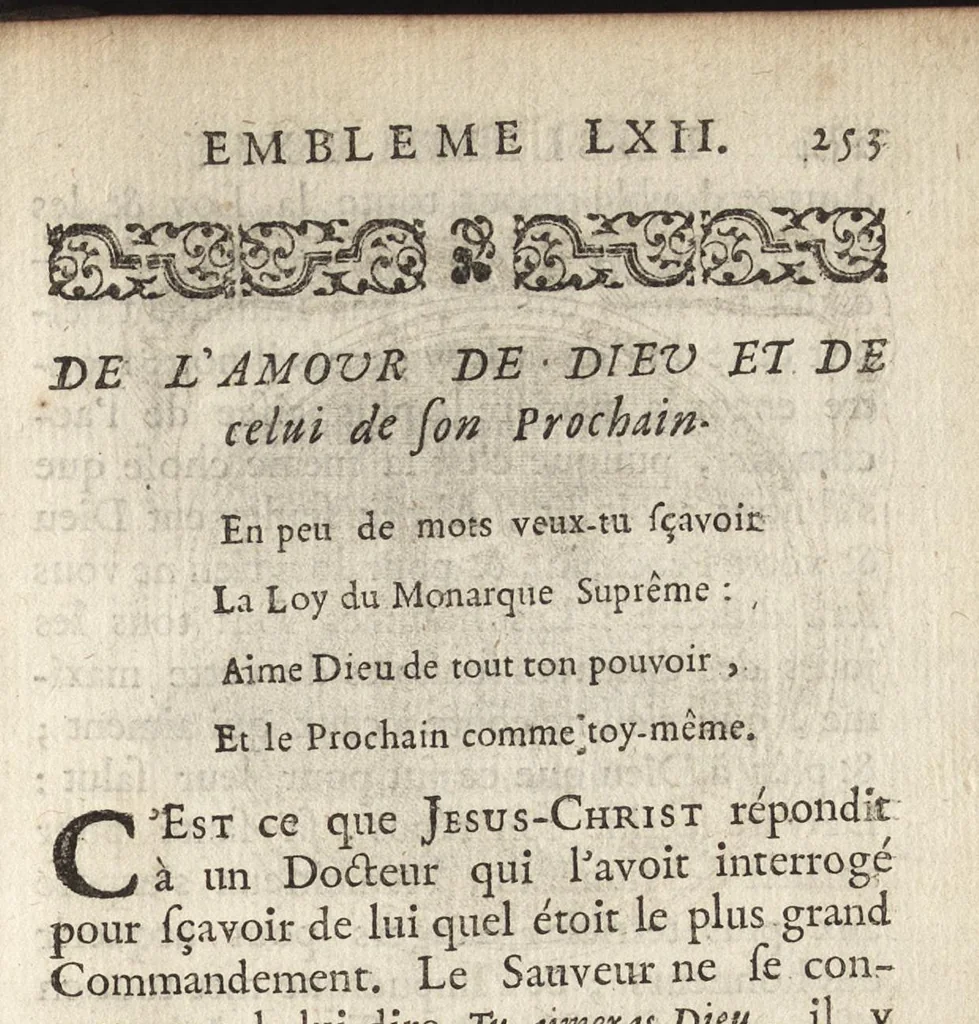 An illustration from Emblemes, ou, Devises chrétiennes : ouvrage mêlé de prose & de vers, et enrichi de figures, dedié au roy, 1717, leaf 262