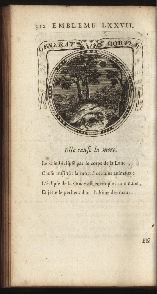 An illustration from Emblemes, ou, Devises chrétiennes : ouvrage mêlé de prose & de vers, et enrichi de figures, dedié au roy, 1717, leaf 321