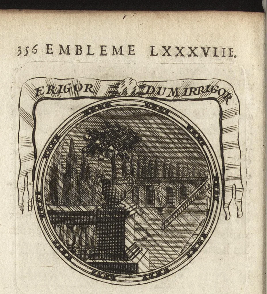 An illustration from Emblemes, ou, Devises chrétiennes : ouvrage mêlé de prose & de vers, et enrichi de figures, dedié au roy, 1717, leaf 365
