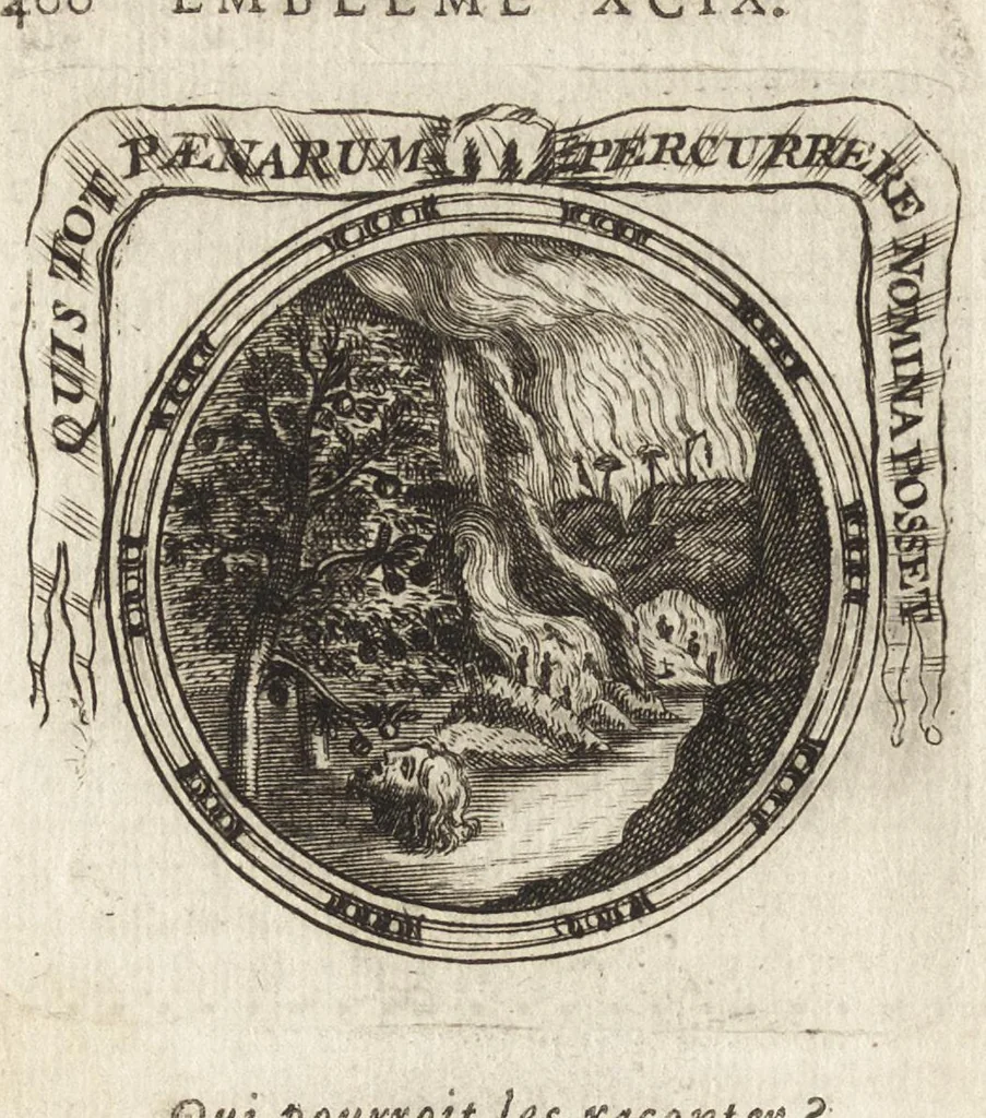 An illustration from Emblemes, ou, Devises chrétiennes : ouvrage mêlé de prose & de vers, et enrichi de figures, dedié au roy, 1717, leaf 409