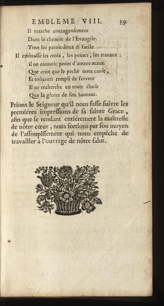An illustration from Emblemes, ou, Devises chrétiennes : ouvrage mêlé de prose & de vers, et enrichi de figures, dedié au roy, 1717, leaf 48