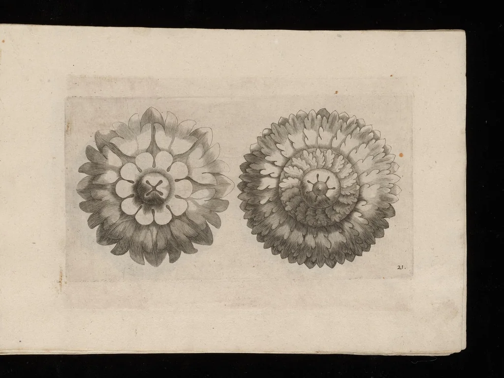 An illustration from Ein schön nützliches Zierathen Buch vor alle Künstler, als Goldtschmid, Bildthauer, Mahler, Ührmacher, Schlosser und andere, die sich der Kunst ergeben, 1680, leaf 42