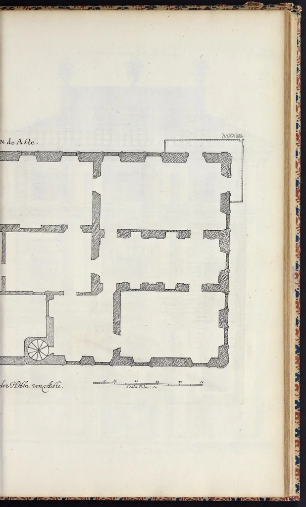 An illustration from Romae antiquae et novae theatrum, sive, Genuina ac vera urbis, juxta varios ejusdem status, delineatio topographica : unà cum primariis illius aedificiis ac monumentis, veluti templis, simulacris, circis, campis, theatris, arcubus, porticibus, columnis, statuis & sepulcris antiquis, praecipuè verò modernis templis, palatiis & aedificiis, nonaginta tabulis aeneis exhibitis & secundùm nobilioris architecturae simulac perspectivae regulas extructis, ruinisq́ue illustrioribus, 1684, leaf 166