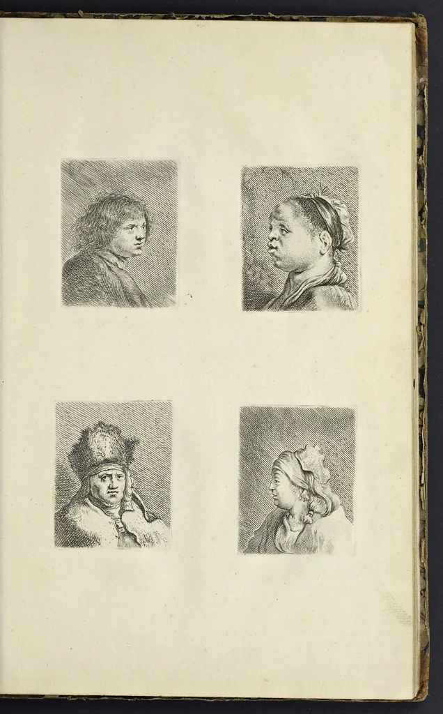 An illustration from The principles of drawing, or, An easy and familiar method for the improvement of youth in the practice of that useful art : being a compleat drawing book, containing a curious collection of examples in all the variety of cases, as the several parts of the human body, whole figures, landskips, cattle, &c. curiously engraved on copper-plates, after the designs of Albert Durer, Abrah. Bloemart, Carlo Morac, Le Clerc, Hollar, and other great masters : to which is prefix'd an introduction to drawing ..., 1764, leaf 54