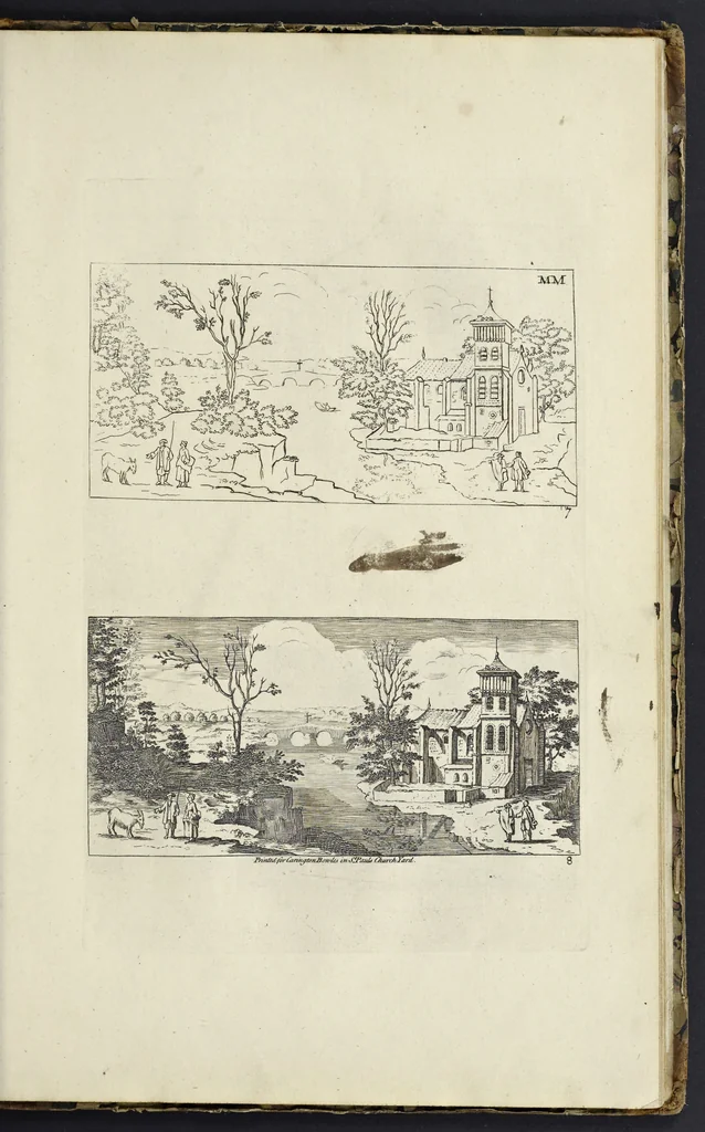 An illustration from The principles of drawing, or, An easy and familiar method for the improvement of youth in the practice of that useful art : being a compleat drawing book, containing a curious collection of examples in all the variety of cases, as the several parts of the human body, whole figures, landskips, cattle, &c. curiously engraved on copper-plates, after the designs of Albert Durer, Abrah. Bloemart, Carlo Morac, Le Clerc, Hollar, and other great masters : to which is prefix'd an introduction to drawing ..., 1764, leaf 82