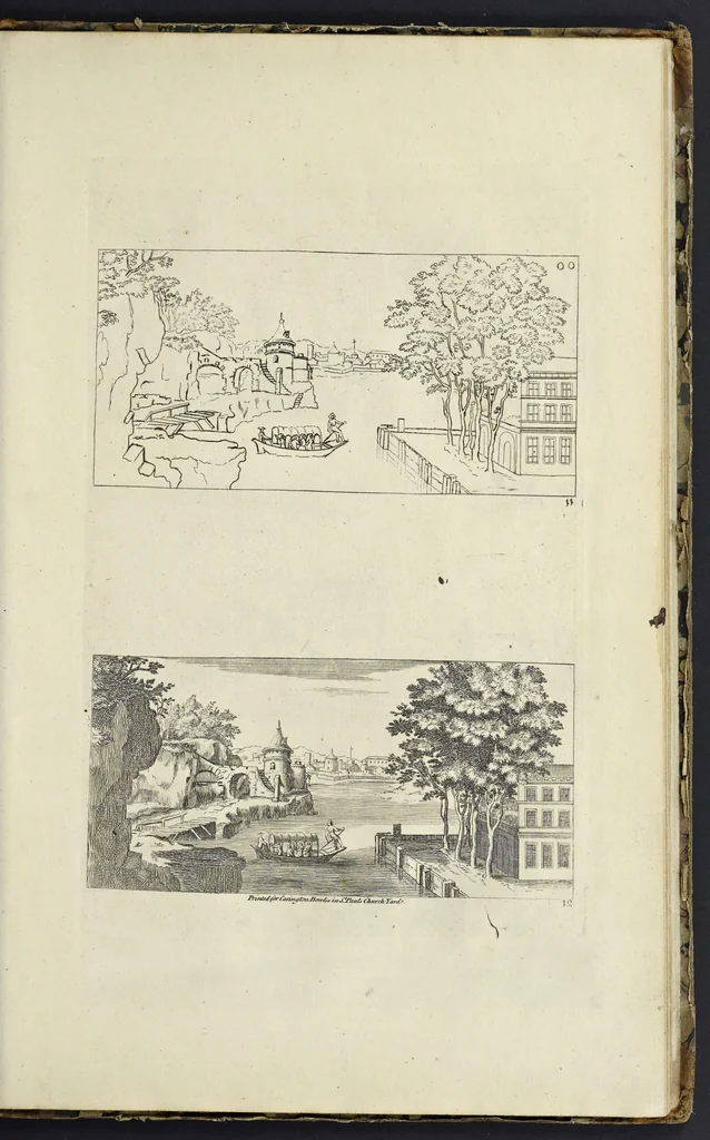 An illustration from The principles of drawing, or, An easy and familiar method for the improvement of youth in the practice of that useful art : being a compleat drawing book, containing a curious collection of examples in all the variety of cases, as the several parts of the human body, whole figures, landskips, cattle, &c. curiously engraved on copper-plates, after the designs of Albert Durer, Abrah. Bloemart, Carlo Morac, Le Clerc, Hollar, and other great masters : to which is prefix'd an introduction to drawing ..., 1764, leaf 86