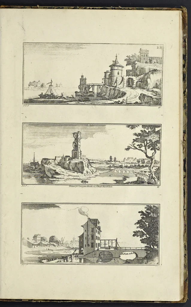An illustration from The principles of drawing, or, An easy and familiar method for the improvement of youth in the practice of that useful art : being a compleat drawing book, containing a curious collection of examples in all the variety of cases, as the several parts of the human body, whole figures, landskips, cattle, &c. curiously engraved on copper-plates, after the designs of Albert Durer, Abrah. Bloemart, Carlo Morac, Le Clerc, Hollar, and other great masters : to which is prefix'd an introduction to drawing ..., 1764, leaf 92