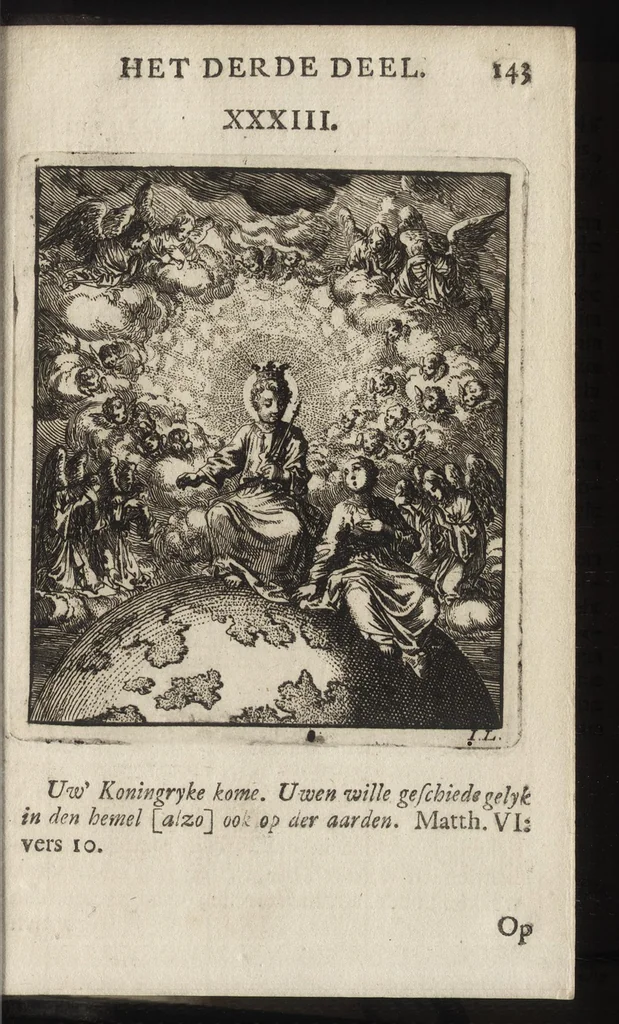 An illustration from Jezus en de Ziel : een geestelyke Spiegel voor't gemoed, bestaande in veertig aangenaame en stichtelyke Zinnebeelde : vervat in drie deelen, 1722, leaf 148
