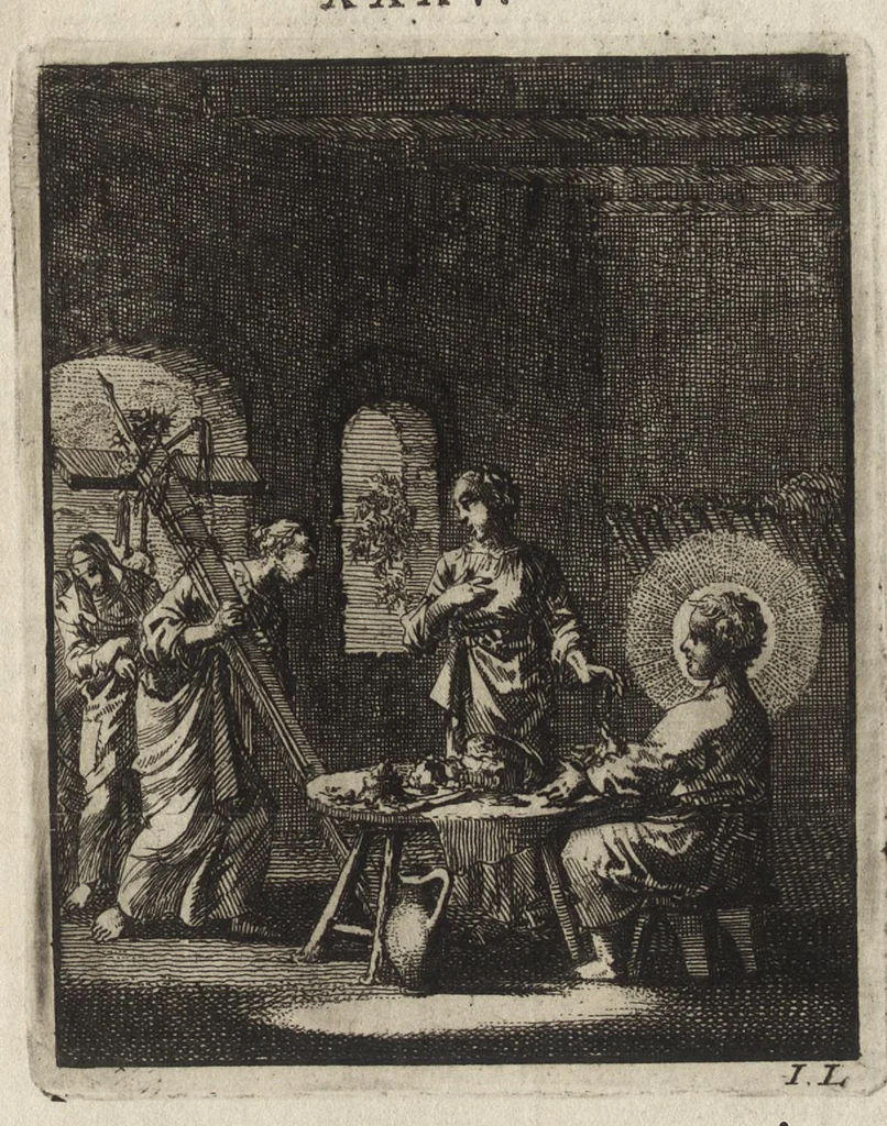 An illustration from Jezus en de Ziel : een geestelyke Spiegel voor't gemoed, bestaande in veertig aangenaame en stichtelyke Zinnebeelde : vervat in drie deelen, 1722, leaf 156