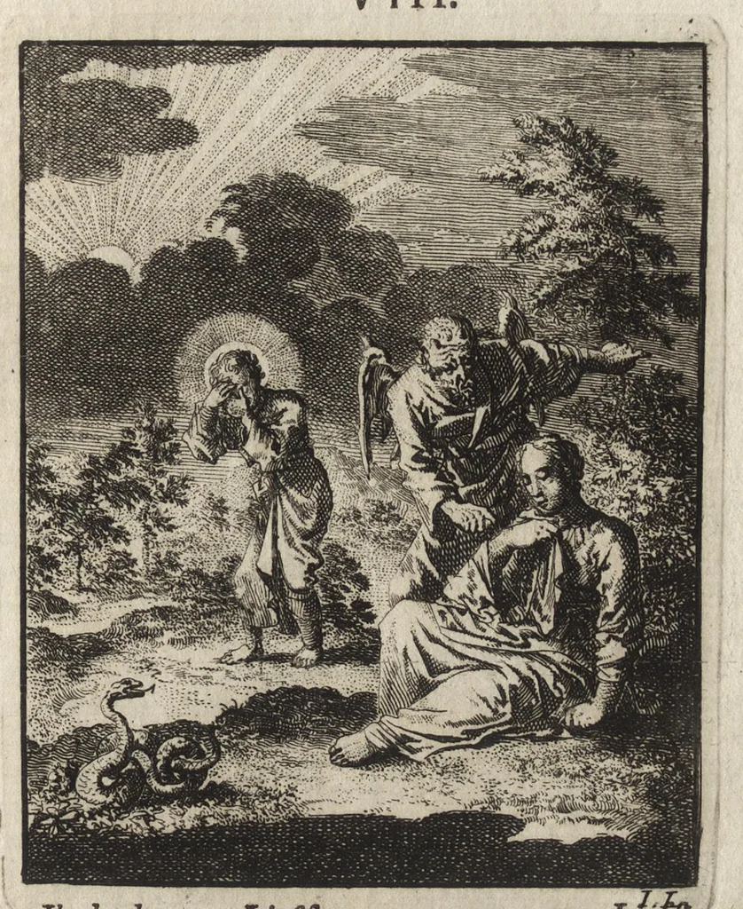 An illustration from Jezus en de Ziel : een geestelyke Spiegel voor't gemoed, bestaande in veertig aangenaame en stichtelyke Zinnebeelde : vervat in drie deelen, 1722, leaf 44
