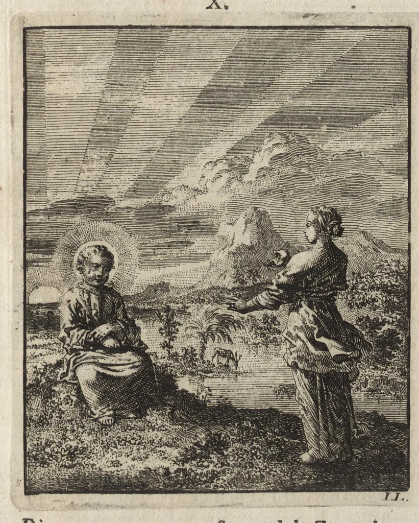 An illustration from Jezus en de Ziel : een geestelyke Spiegel voor't gemoed, bestaande in veertig aangenaame en stichtelyke Zinnebeelde : vervat in drie deelen, 1722, leaf 52